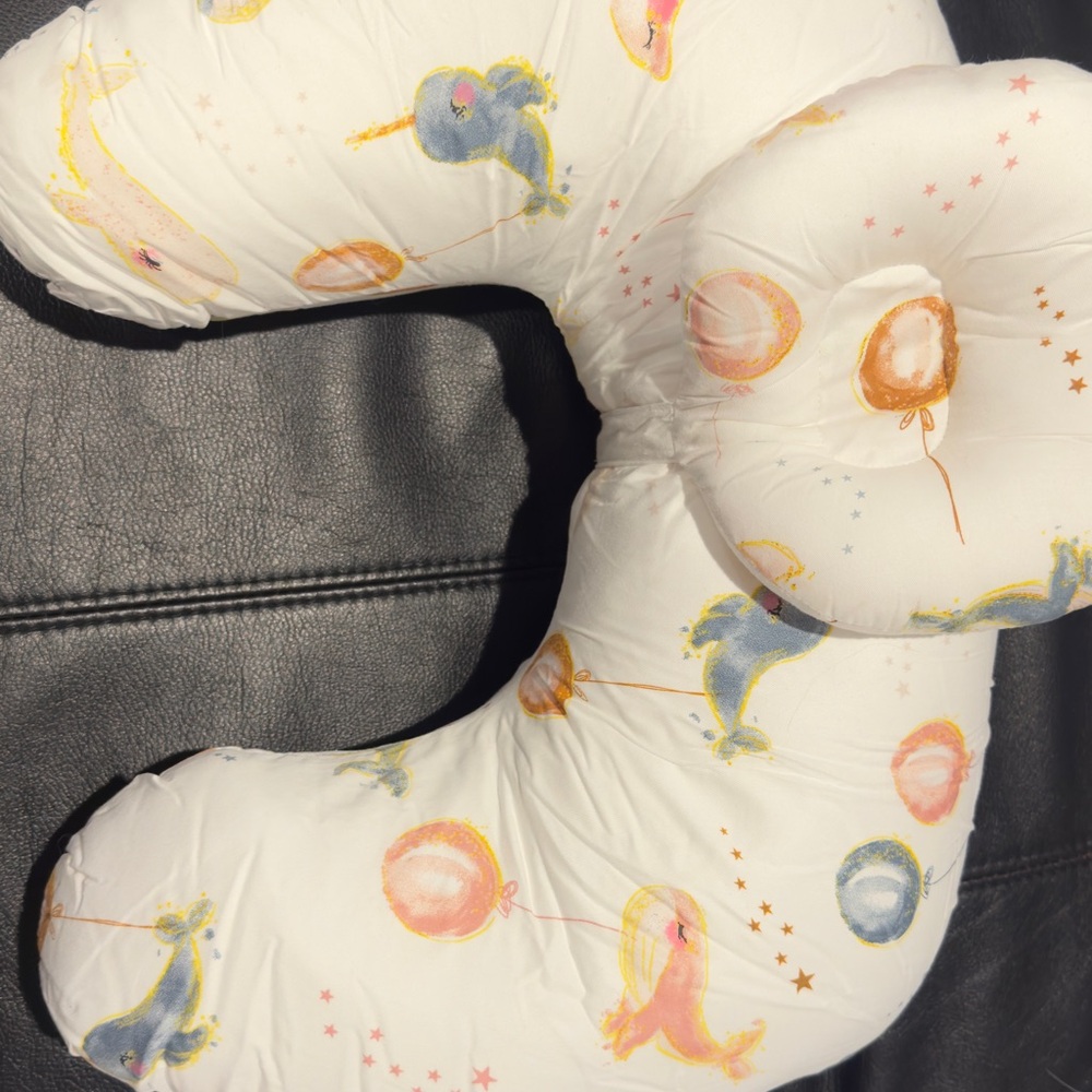 White Baby Nursing Pillow with Balloon Print